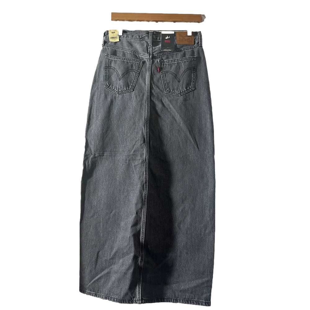 NEW Levi's Womens Ankle Column Denim Skirt Black Long Size 25 and 26